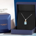 thumbnail image 5 of Gem Stone King 1.12 Ct Cushion Checkerboard Sky Blue Topaz 925 Silver and 10K Yellow Gold Lab Grown Diamond Pendant Necklace with Chain, 5 of 6