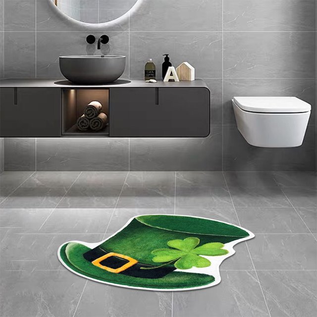 Decoraciones del Día de San Patricio, Alfombra de baño de San Patricio, Decoraciones de interior, Felpudo de bienvenida con tréboles de la suerte, Alfombra de baño, Decoraciones del Día de San Patrici