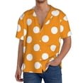 thumbnail image 1 of Fotbe Orange And White Polka Dot Camisa Estampada de Manga Corta para Hombre, Casual de Verano, Estilo Playero, Sin Arrugas-3X-Large, 1 of 5