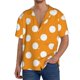 thumbnail image 1 of Fotbe Orange And White Polka Dot Camisa Estampada de Manga Corta para Hombre, Casual de Verano, Estilo Playero, Sin Arrugas-Large, 1 of 5