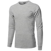 FashionOutfit Men's Causal Solid Basic 100% Ring Spun Cotton Long Sleeve T-shirt