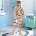 thumbnail image 5 of FORMRS Niños Bathrobe Unisex Hooded Robe Soft Plush Pajamas Sleepwear, Size 10-12T, Beige Floral, 5 of 7