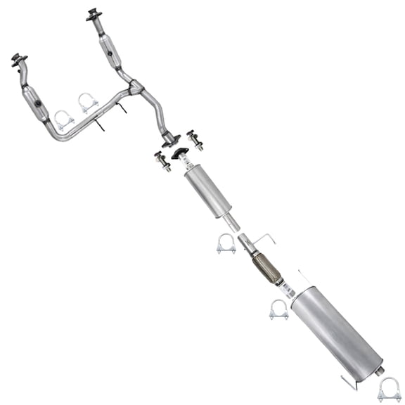 Northeastern Exhaust Pair of Catalytic Resonator Flex Pipe & Muffler System Kit Fits 2011-2014 Ford F-150 3.5L 145" WB - EPA-Approved Direct Fit Replacement | Stainless Steel