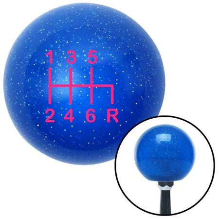 American Shifter Pink Shift Pattern 41n Blue Metal Flake Shift Knob with M16 x 1.5 Insert Shifter