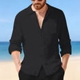 thumbnail image 2 of Camisas de Manga Larga con Botón de Solapa para Hombre de Ajuste Suelto Top de Moda de Bolsillo de Cardigan para el Verano, 2 of 9