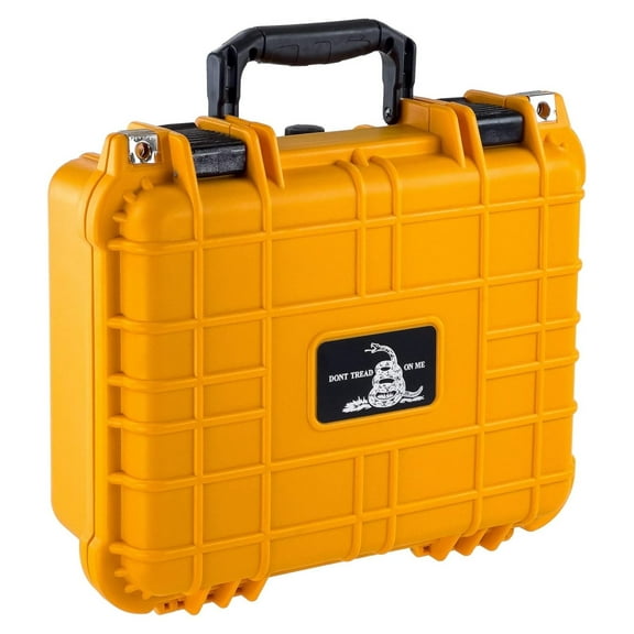 Bilot Don't Tread On Me Hard Pistol Case 13.37 Inch 11.62 Inch 6 Inch (Yellow, Standard 2 - 4 Gun)