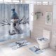 thumbnail image 1 of Taysta 4 piezas Country Sweet Snowman con sombrero bufanda juegos de cortinas de ducha alfombra antideslizante, cubierta de tapa de inodoro, alfombra de baño, Feliz Navidad gris azul impermeable Fab,1 Afortunado Sencillez, 1 of 5
