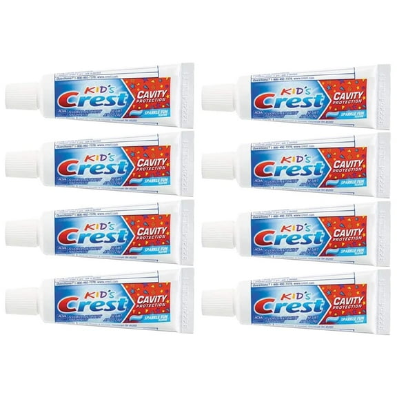 Crest Kids Cavity Protection Toothpaste, Sparkle Fun, Travel Size 0.85 oz (24g) - Pack of 8