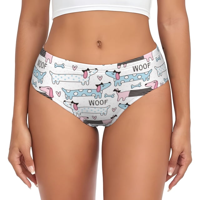 Fotbe Dachshund Dog Puppy Calzones Estampados para Mujer – Ropa Interior de Algodón, Cómoda, Suave y Elástica-X-Small