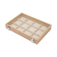 thumbnail image 4 of Segolike Jewelry Box Earring Organizer Tray Wooden with Clear Lid Earring Display Tray Velvet Jewelry Tray for Store Display Showcase 12 Grids Beige, 4 of 8
