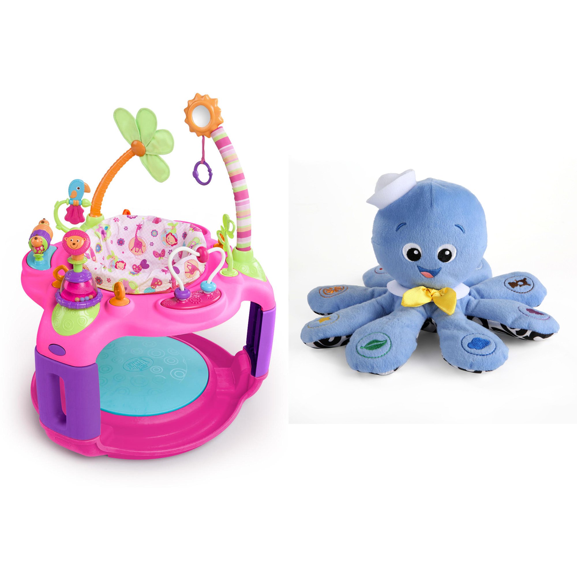 Bright Starts Pretty in Pink Sweet Safari Bounce-a-Round with BONUS Octoplush Toy