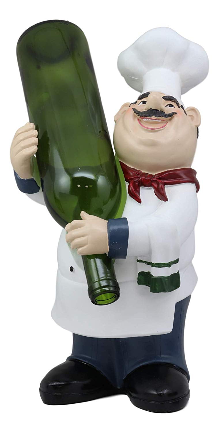 Ebros Large Chef Bistro Cook Hugging Bottle Wine Holder Figurine Kitchen Decor Walmart Com