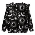 thumbnail image 6 of Xoenoiee Sun Moon Star Print Toddler Girls Round Neck Sweatshirt Sweaters for Kids Long Sleeve Ruffle Pullover Tops Spring Fall Winter Clothes, Size 1-2 Years, 6 of 7