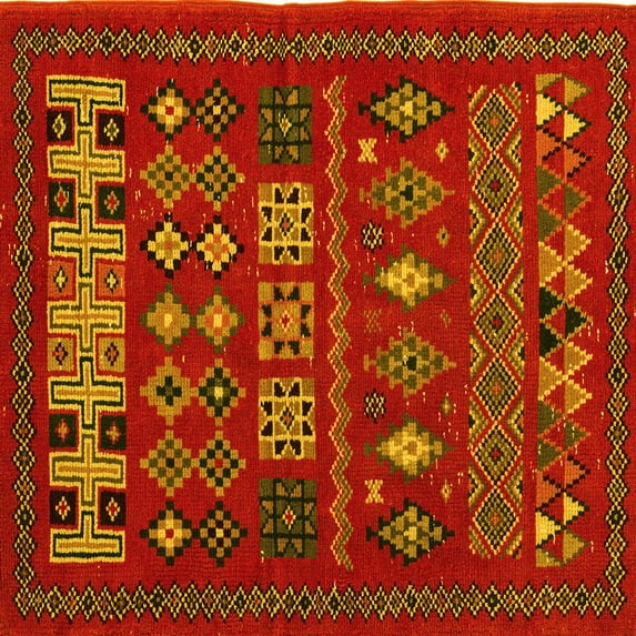 Ahgly Company Indoor Square Southwestern Yellow Country Area Rugs, 3' Square