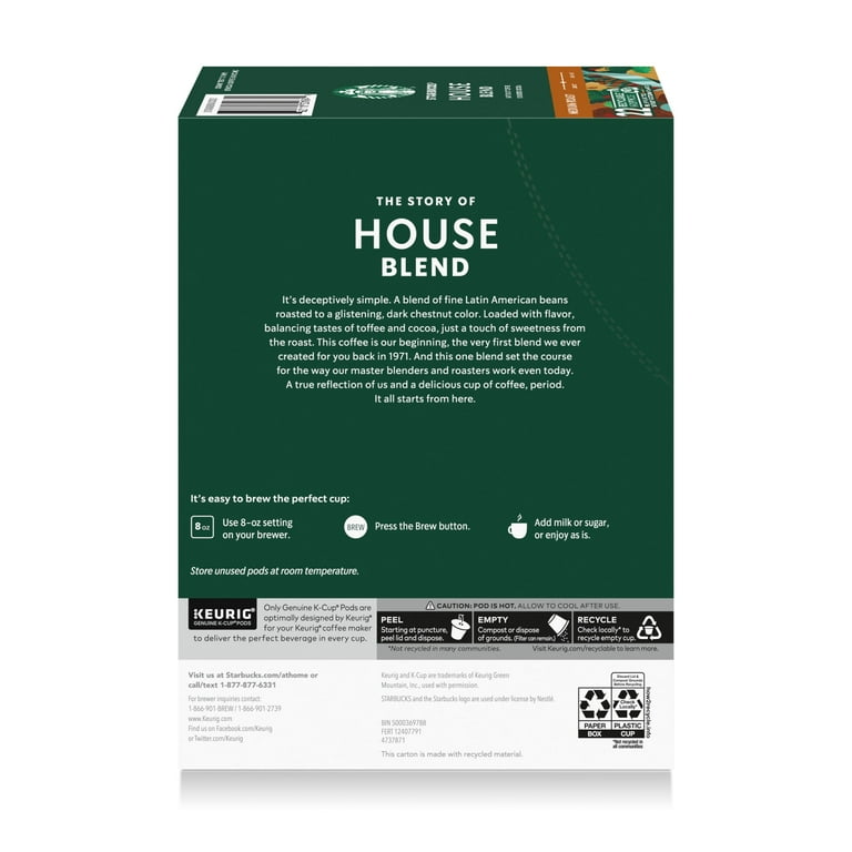 Starbucks House Blend, Hot or Iced Coffee, Medium Roast K-Cup Coffee Pods,  22 Count - Walmart.com