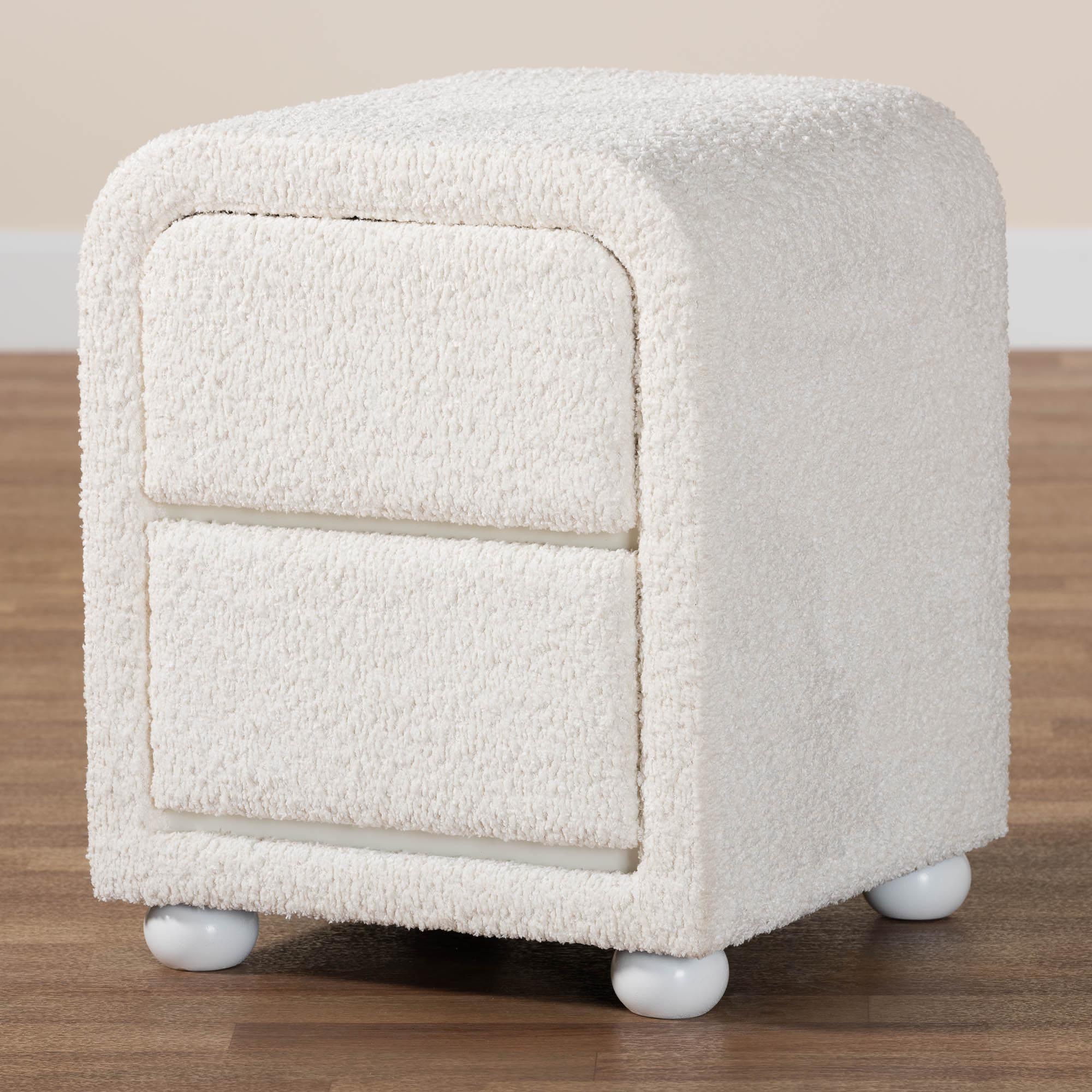 Baxton Studio Bonilla Modern Nightstand, 2-Drawer, White