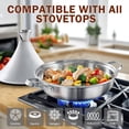 thumbnail image 4 of DM Multi-Ply Clad Stainless Steel Tagine Pot, 11 Inch 3.6 Quart Moroccan Clay Tagine Pot Alternative, Traditional Cooking Pot with Die-Cast Aluminum White Conical Lid and Stainless Steel Knob, 4 of 9