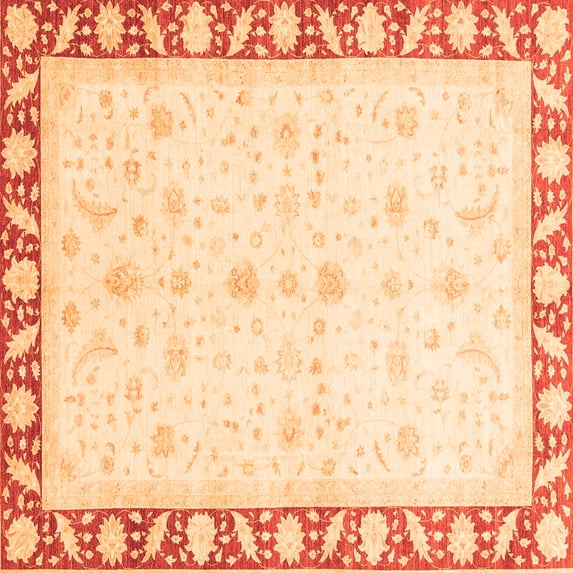 Ahgly Company Indoor Square Abstract Orange Modern Area Rugs, 3' Square