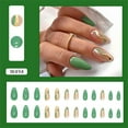 thumbnail image 2 of Fofosbeauty 24 pcs Press-on Acrylic False Nails, Nails Tips Designs 2023,Almond Ripple Green Gold, 2 of 7