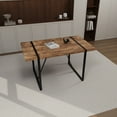 thumbnail image 4 of 55" Dining Table, Modern Rural Industrial Rectangular MDF Dark Wood, 4-6 People, 1.5" Thick Engineering Wood Tabletop and Black Rectangular Metal Legs, for Home & Kitchen, 4 of 9