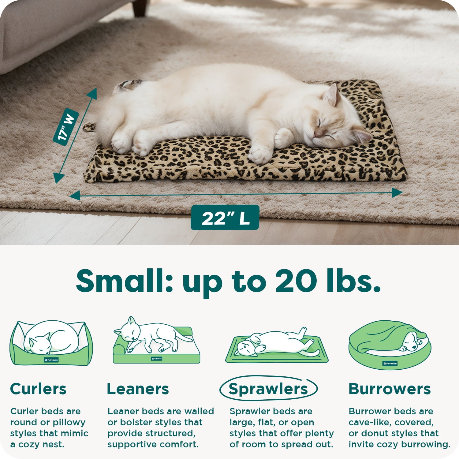FurHaven ThermaNAP Self Warming Cat Mat & Dog Bed for Crates with Self-Warming Technology for Cozy Rest, Fully Machine Washable, Small, Quilted Faux Fur, Brown Leopard