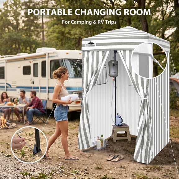 EAGLE PEAK Flex Ultra Compact 4x4 Pop-up Changing Room Canopy, Portable Privacy Cabana for Pool, Fashion Photoshoots, or Camping (Gray/White)