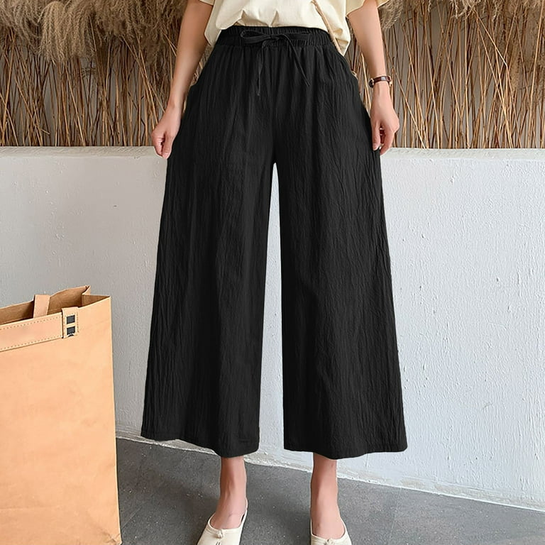 Soft Pants For Women Solid Color Belt Loose Cropped Casual Lightweight  Stretch Business Outdoor Long Trouser Relaxed Fit Fashion Golf Trousers  with