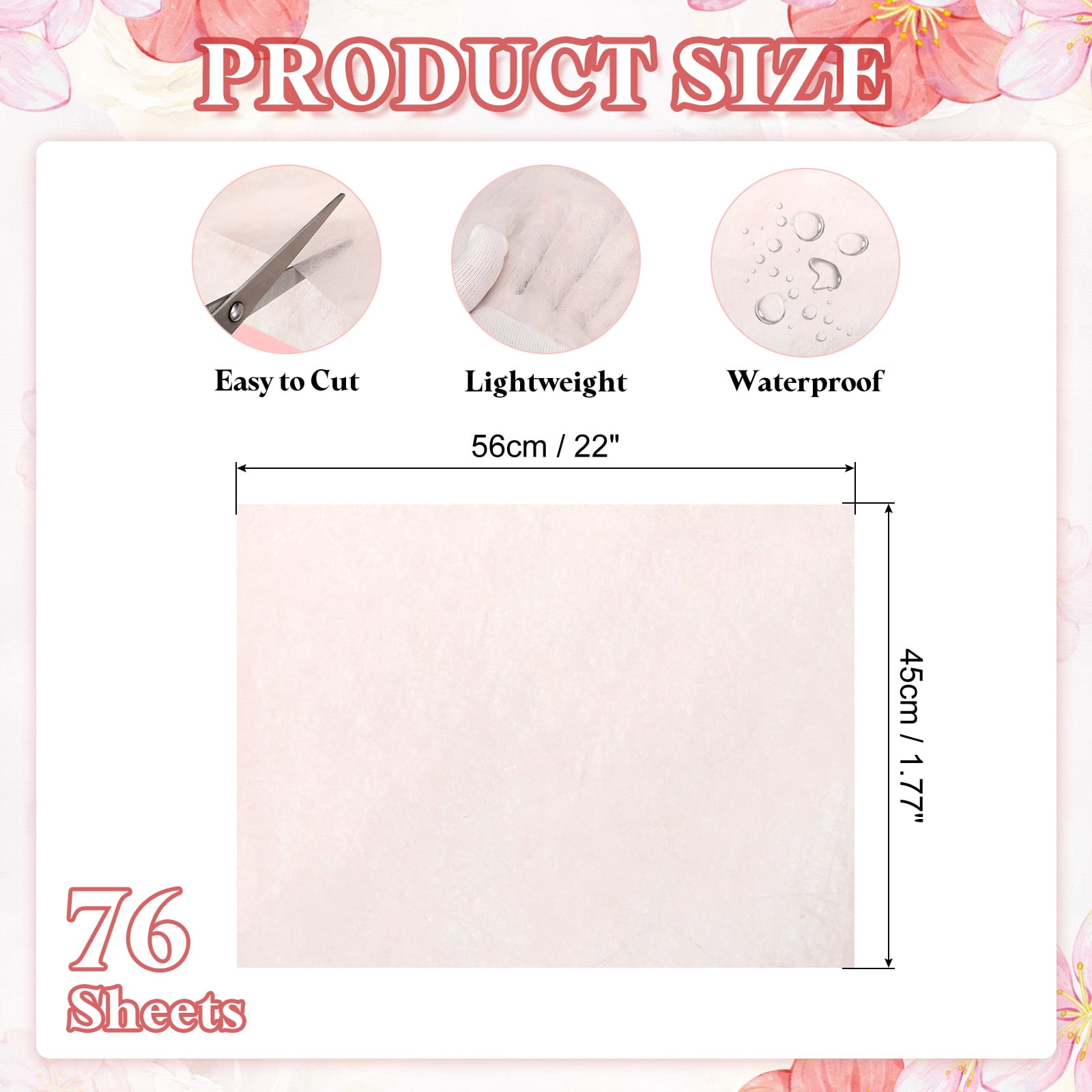 Uxcell 76Sheets Flower Wrapping Paper, 22"x17.7" Cotton Wrapping Flower Tissue Paper Floral Bouquet Wraps for Florist Packaging Arrangement Supplies Gift Packaging, Light Pink