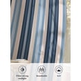 thumbnail image 6 of Sheer Curtains 54 Inch Length, Blue Beige Striped Semi Sheer Curtains Light Filtering Window Treatment, Modern Stripes Art Farmhouse Privacy Voile Drapes for Living Room Bedroom 52x54 Inch, 6 of 7