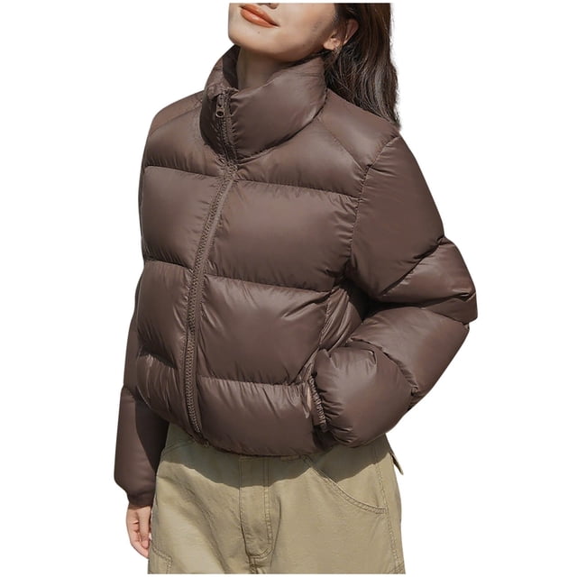 EGNMCR Parkas à Manches Longues pour Femmes Veste Décontractée à Fermeture Éclair Couleur Unie Polyester