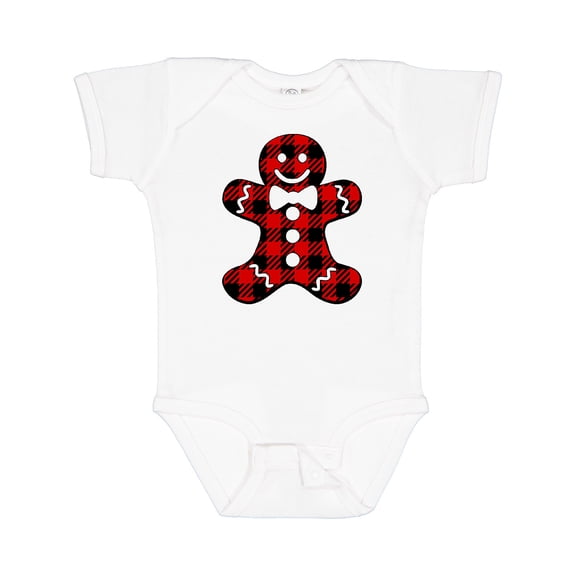 Inktastic Buffalo Plaid Gingerbread Man Boys or Girls Baby Bodysuit