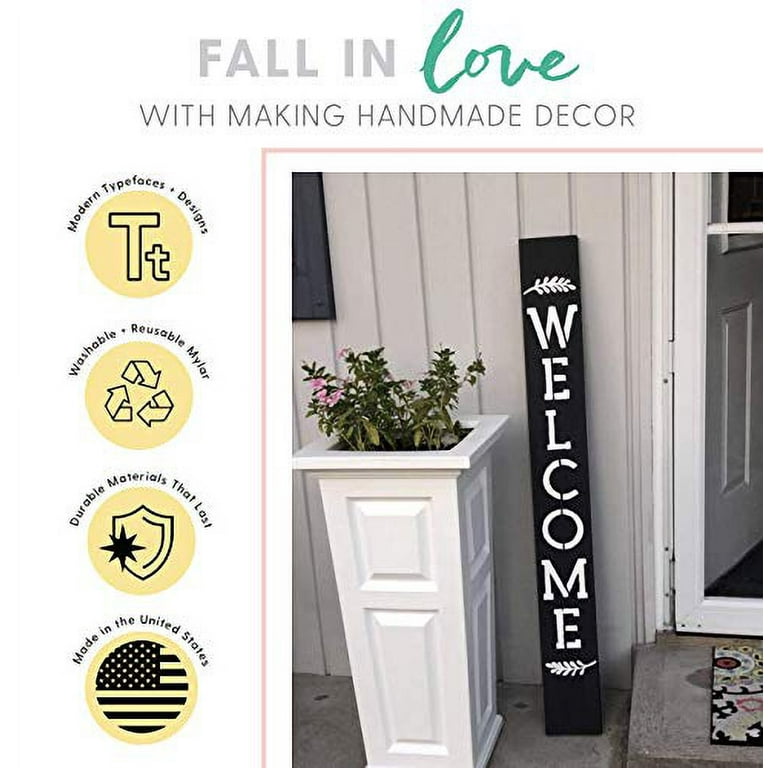 Large Vertical Welcome Sign Stencils for Painting on Wood and More
