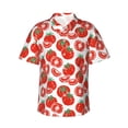 thumbnail image 4 of Wukai Hand Drawn Tomatoes Men's Hawaiian Shirt Short Sleeve Casual Button Down Summer Beach Aloha Shirt Tropical Print Holiday Party, 4 of 8