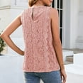 thumbnail image 4 of Women's Lace Tank Tops Sleeveless V Neck Slim Fit Trendy Solid Tunic Shirts Hollow Out T Shirts Pink,XL, 4 of 5