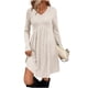 thumbnail image 1 of mfyjkho Vestidos para mujer, Vestido informal de manga larga con cuello en V, bolsillos y cintura ceñida para mujer. Vestidos festivos para mujer s, 1 of 9