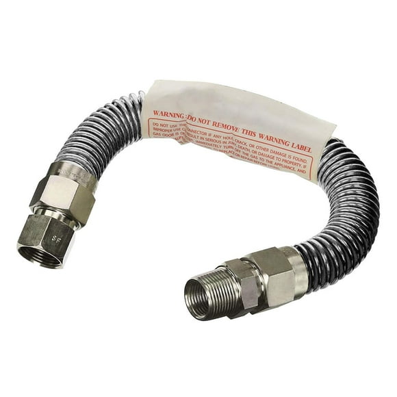 Highcraft GUHD-TT38-18D Gas Line Hose 1/2'' O.D. x 18'' Length with 0.5 in. FIP x MIP Fitting, Uncoated Stainless Steel Flexible Connector, 18 Inch