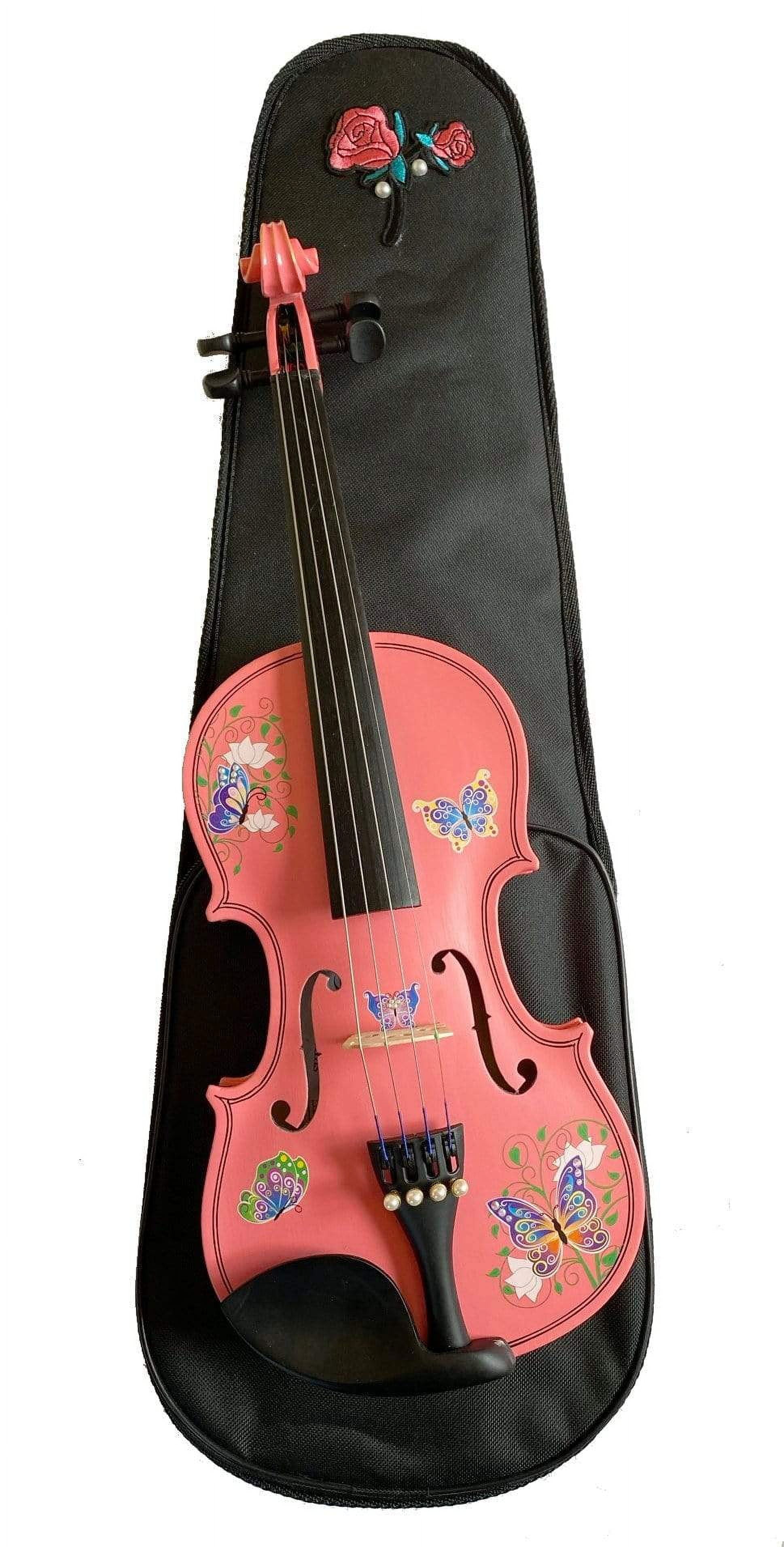 Rozanna's  Butterfly Dream II Pink Violin Outfit w Decorative sides, Pearl Fine Tuners