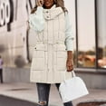 thumbnail image 2 of Winter Jackets for Women Women Longline Quilted Vest With Drawstring Waist Hooded Sleeveless Jacket For Winter Warmth And Style Winter Coats for Women, 2 of 4