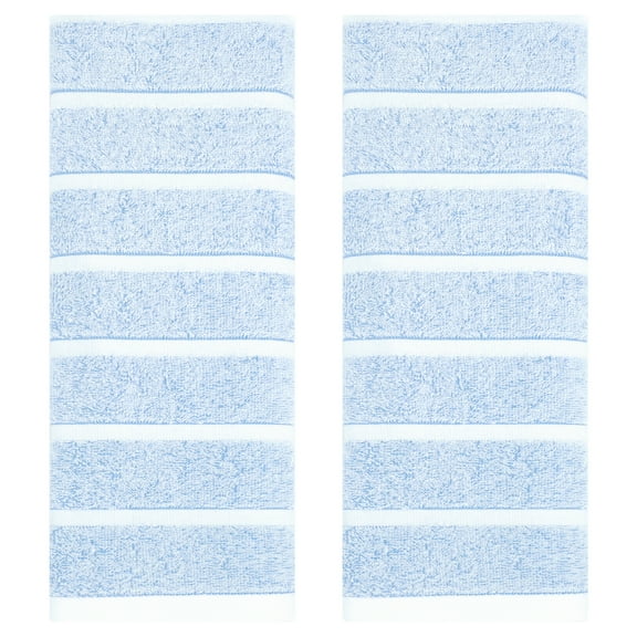 Unique Bargains Striped Cotton Bathroom Hand Towel Kitchen Hand Towel Blue 2-Piece