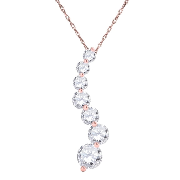 Mauli Jewels 0.50 Carat Round White Diamond Seven-Stone Pendant Necklace for Women in 14K Solid Rose Gold with 18" Sterling Silver Box Chain