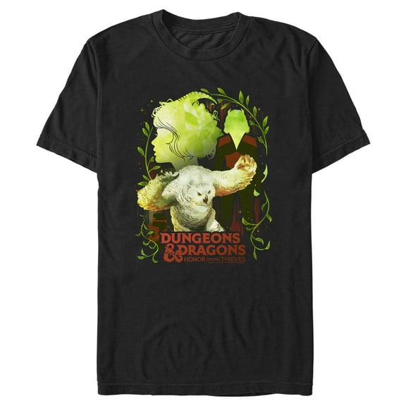 Men's Dungeons & Dragons: Honor Among Thieves Doric the Druid and the Owlbear Graphic Tee Black Medium
