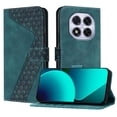 thumbnail image 1 of Wallet Case for Xiaomi Redmi Note 14 Pro 5G with Card Holder, Cash Pocket, Kickstand, Magnetic Clasp & Wrist Strap, Geometric Texture Folio Cover Green, 1 of 5