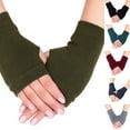 thumbnail image 3 of Unisex Cotton Knitted Fingerless Gloves Solid Color Stretchy Thumb Hole Wrist Length Driving Mittens Hand Warmers, 3 of 13