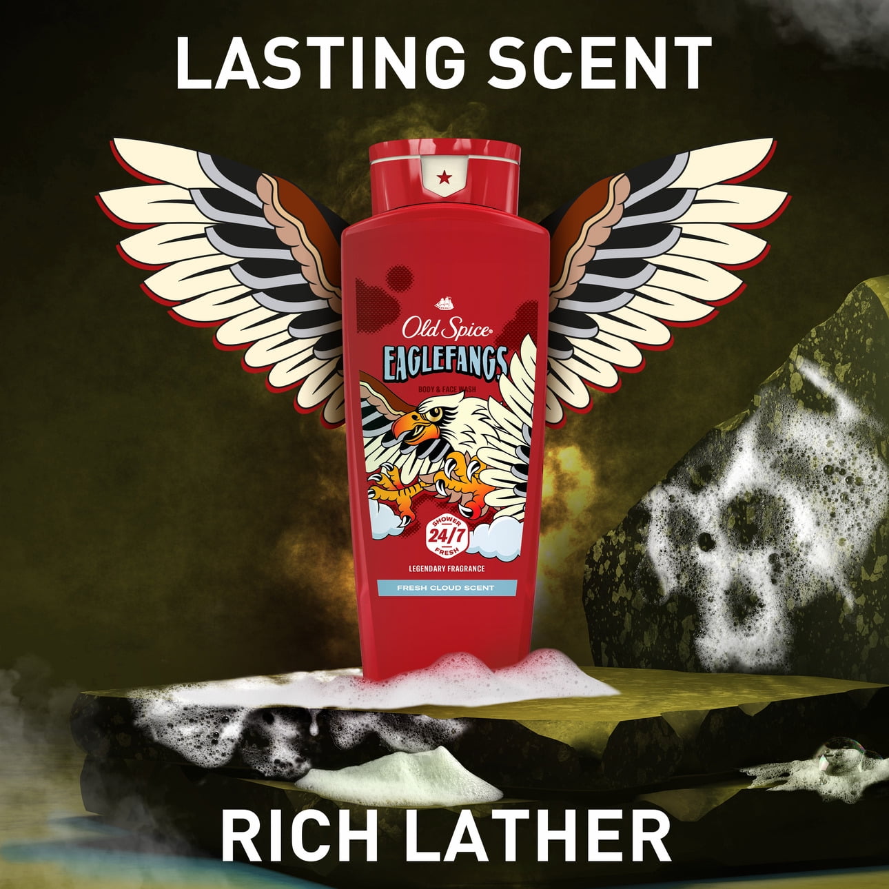 (2 pack) Old Spice Body Wash for Men, Eaglefangs, Long Lasting Lather, 24 fl oz
