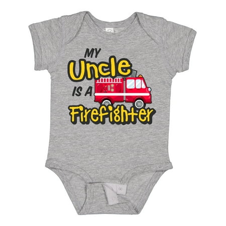 

Inktastic My Uncle is a Firefighter with Fire Truck Gift Baby Boy or Baby Girl Bodysuit