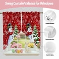 thumbnail image 3 of Swag Curtains Valances for Windows, Red Snowman Short Kitchen Window Curtains Over Sink, Christmas Balls Tree Gift Snowflake Cafe Curtains Panel Set Of 2,Rod Pocket, 45 Inches Length, 3 of 9