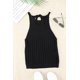 thumbnail image 4 of ABPHQTO Camiseta sin mangas halter recortada de canalé negra para mujer, 4 of 5