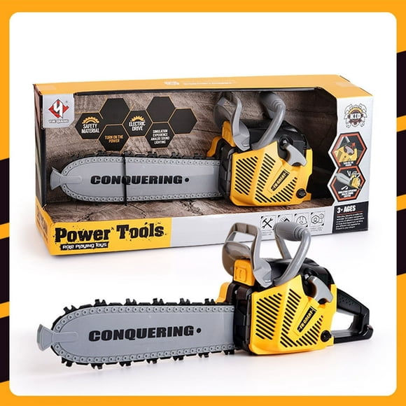 Estbridge Deals Kids Toy Chainsaw with Functional Rubber Chain Lights & Sounds | Battery-Powered Pretend Play Construction Tool for Boys & Girls 3+ | Safe Plastic Design | 41cm Long | In