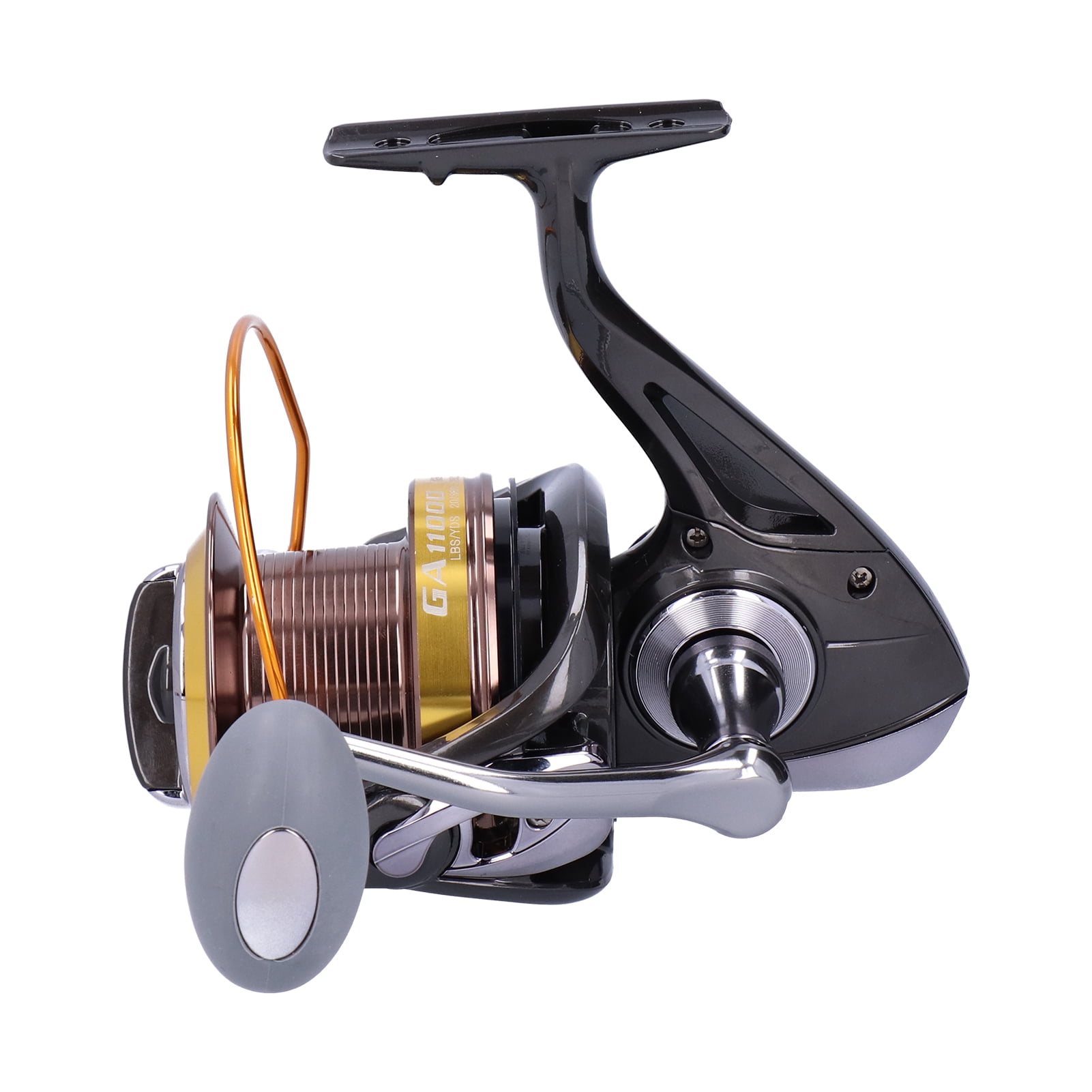 Yajisi Portable Spinning Reel 12+1 Bearing 4.6:1 Gear Ratio Fishing Wheel, GA11000 Size, Ambidextrous, Perfect for Freshwater and Saltwater Fishing Trips (Black)