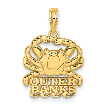 Yellow Gold Crab Charm - 14k Yellow Gold Solid Polished OUTER BANKS Under Crab Charm Pendant